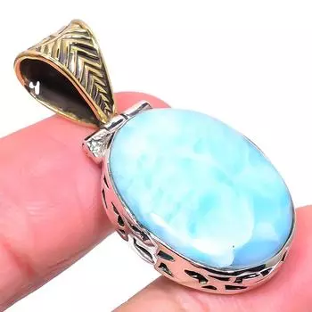 Подвеска Natural Republic Larimar из стерлингового серебра 925 пробы в тон буксира 1,62 дюйма t3n87