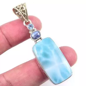 Подвеска Natural Republic Larimar,Kyanite Gemstone из цельного серебра 925 пробы 2,25 z9n72