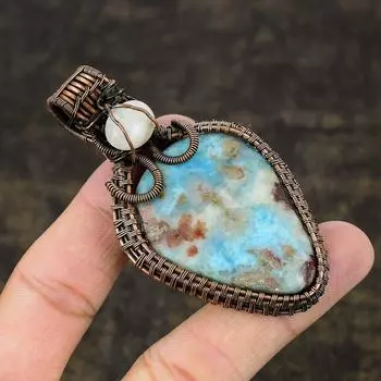 Подвеска Natural Republic Larimar, лунный камень, медная проволока, 3,07 дюйма, F7D51