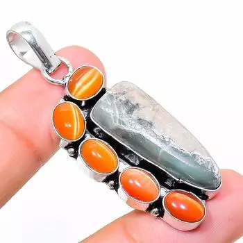 Подвеска Natural Republic Larimar, Monalisa Stone из стерлингового серебра 925 пробы 2,05 дюйма b4s09