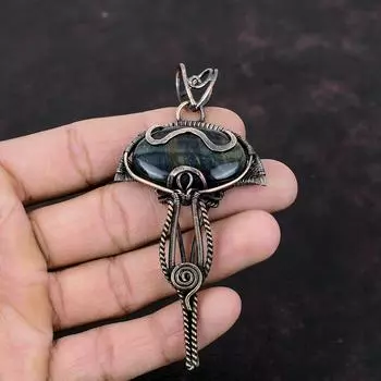 Подвеска Неллита, подвеска из медной проволоки, подвески из драгоценных камней, медные украшения ручной работы, подвеска в стиле бохо-хиппи, проволочная обмотка, ювелирные изделия, подарок для нее