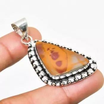 Подвеска Noreena Jasper ручной работы с посеребренным камнем 925 пробы 1,89 дюйма 1.89 красный