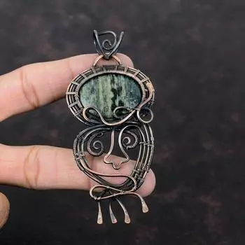 Подвеска Ocean Jasper, подвеска из медной проволоки, стильная подвеска, медное ювелирное изделие, подвеска из драгоценного камня, ювелирное изделие ручной работы, обмотанное проволокой, подарок для нее