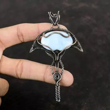 Подвеска Owyhee Blue Opal, подвеска из медной проволоки, ювелирные изделия Owyhee Blue Opal, подвеска из драгоценных камней ручной работы, ювелирные изделия из медной проволоки, подарок на помолвку