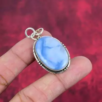 Подвеска Owyhee с опалом, ювелирные изделия из стерлингового серебра 925 пробы, подвеска с драгоценными камнями, подарок для ее изысканных украшений ручной работы 1.77 Inches синий