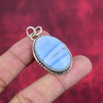 Подвеска Owyhee с опалом, ювелирные изделия из стерлингового серебра 925 пробы, подвеска с драгоценными камнями, подарок для ее изысканных украшений ручной работы 1.77 Inches синий