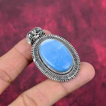 Подвеска Owyhee с опалом, ювелирные изделия из стерлингового серебра 925 пробы, подвеска с драгоценными камнями, подарок для ее изысканных украшений ручной работы 2.04 Inches синий