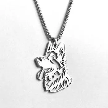 Подвеска-ожерелье из нержавеющей стали с волчьей головой серебряный серый