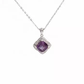 Подвеска-ожерелье из стерлингового серебра 925 пробы, созданный квадратный 8,0 мм меняющий цвет александрит нано, изящные ювелирные изделия для женской помолвки M