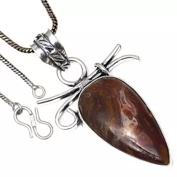 Подвеска-палочка с агатовым камнем, этническое серебряное украшение ко Дню святого Валентина, 2,5 дюйма