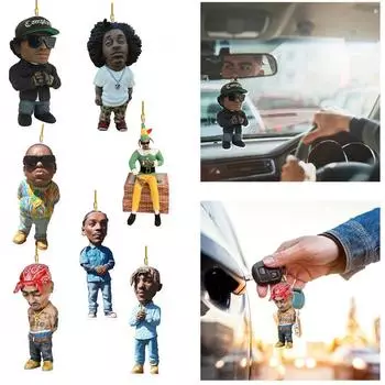 Подвеска-памятная статуя легенды хип-хопа, плоская акриловая подвеска-рюкзак для автомобиля D