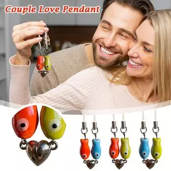 Подвеска «Парная любовь» в виде рыбки, подвеска «Парное магнитное притяжение», подвеска для пары, подвеска на рюкзак, подвеска для мобильного телефона One Size синий