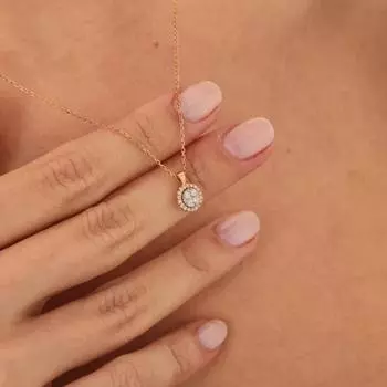 Подвеска-пасьянс из золота 14 карат с муассанитом, колье-ореол из натурального муассанита