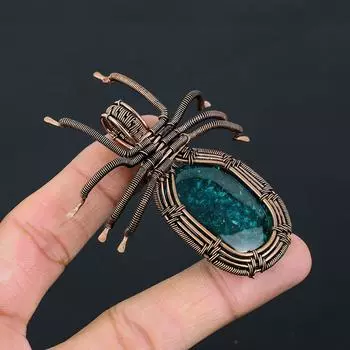 Подвеска-паук из медной проволоки с натуральным синим балтийским янтарем длиной 2,56 дюйма l5Z78