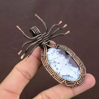 Подвеска-паук из медной проволоки с натуральным дендритовым опалом, 3,35 дюйма, w5h47