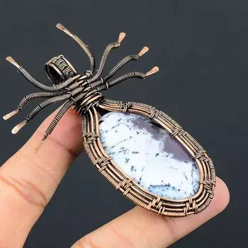 Подвеска-паук в виде обертки из медной проволоки, натуральный дендритовый опал, 3,35 дюйма, R9n65