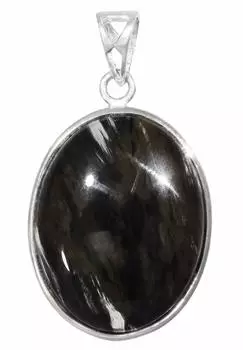 Подвеска Phantom Obsidian Silver 925 Top Oval Natural Stone Power Stone Simple Obsidian Head [Shinjuku Ginnokura]