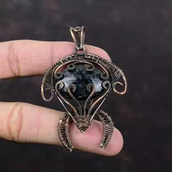 Подвеска Picasso Jasper, подвеска из медной проволоки, ювелирное изделие ручной работы, подвеска в виде черепахи, подвеска из настоящего драгоценного камня, ювелирное изделие из медной проволоки, подарок для нее