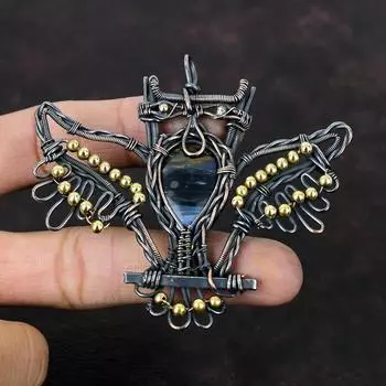 Подвеска Pietersite, обернутая медной проволокой, подвеска ручной работы из меди, подвеска из совы с драгоценным камнем, обернутая проволокой, ювелирные изделия Pietersite, подарок на годовщину