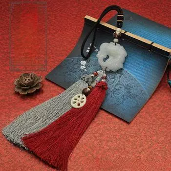 Подвеска Pixiu в китайском стиле из белого нефрита с кисточкой для безопасных путешествий - подарок унисекс