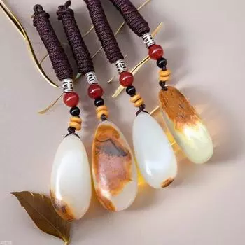 Подвеска Подвеска Цепочка для свитера green white jade with leather