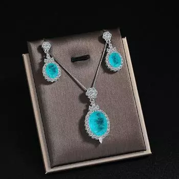 Подвеска Подвеска Ho Набор цветных сережек Открытое модное элегантное ожерелье темперамента Женское, чтобы отправить девушке подарок copper