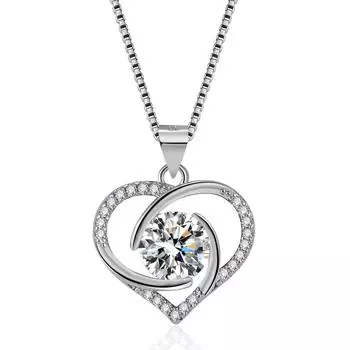 Подвеска-подвеска на День святого Валентина с кристаллом аметра и тригаитом, зажимом, небесной цепочкой и цепочкой