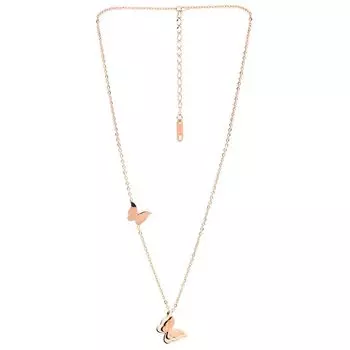 Подвеска-подвеска в виде двойной бабочки из нержавеющей стали из розового золота для женщин (Розовое золото) золотой