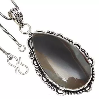 Подвеска Полиграмма Яшма Драгоценный Камень Подарок на День Святого Валентина Серебряное Украшение 2.75