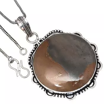 Подвеска Полиграмма Яшма Драгоценный Камень Подарок на День Святого Валентина Серебряное Украшение 2.5