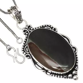 Подвеска Полиграмма Яшма Драгоценный Камень Подарок на День Святого Валентина Серебряное Украшение 2.5