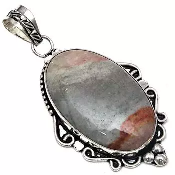 Подвеска Полиграмма Яшма Драгоценный камень Ручная работа День матери Серебряное украшение 2.5