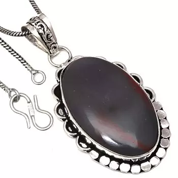 Подвеска Полиграмма Яшма Драгоценный Камень Ручной Работы Антикварное Серебряное Украшение 2.25