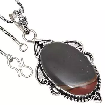 Подвеска Полиграмма Яшма Драгоценный Камень Ручной Работы Антикварное Серебряное Украшение 2.75