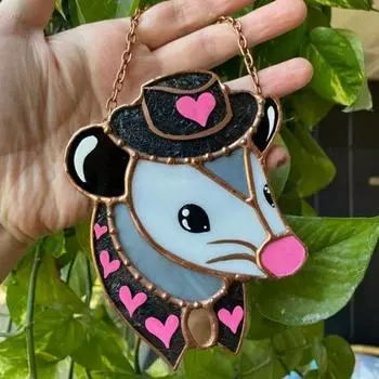 Подвеска Possum, окрашенная акриловая декорация для окна, ловцы солнца, подвесная официальная шляпа, ловец солнца Possum, подарки для мам, друзей B