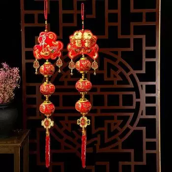 Подвеска «Праздник весны», двойная рыбка, красный фонарь, китайский традиционный узел с кисточкой, китайские новогодние украшения