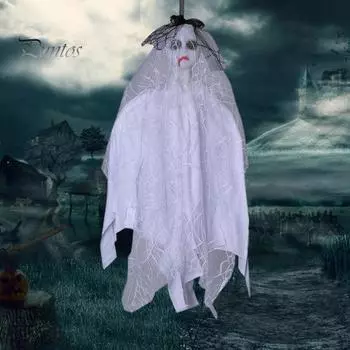 Подвеска-призрак для вечеринки в честь Хэллоуина, украшение для дома с привидениями, реквизит, подвесной скелет, призрак невесты, страшный декор для улицы, в помещении белый