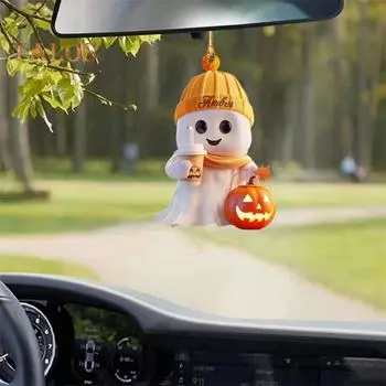 Подвеска-призрак на Хэллоуин, 2D, плоская акриловая тыква, призрачная кофейная чашка, украшения, праздничное подвесное украшение для домашнего декора 1pc