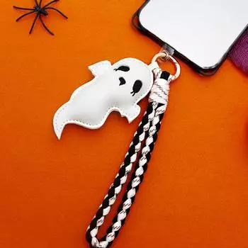 Подвеска-призрак ручной работы из искусственной кожи, плетеный шнурок, брелок, анти-потеря телефона, веревочная сумка, украшение на Хэллоуин, подарок