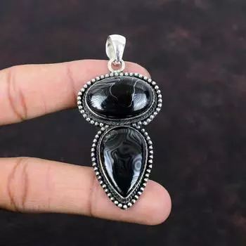 Подвеска Psilomelane из стерлингового серебра 925 пробы, очень красивые ювелирные изделия из драгоценных камней, винтажная подвеска, подарок для невесты, подвеска ручной работы последнего дизайна