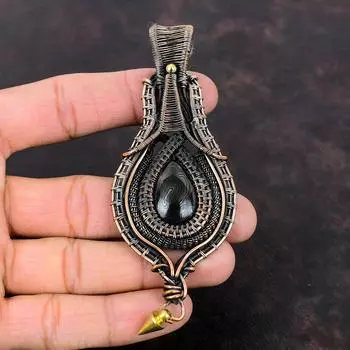 Подвеска Psilomelane, кулон из медной проволоки, совершенно новый кулон, ювелирные изделия ручной работы, подвеска из натурального драгоценного камня, ювелирное изделие из медной проволоки, подарок для мамы