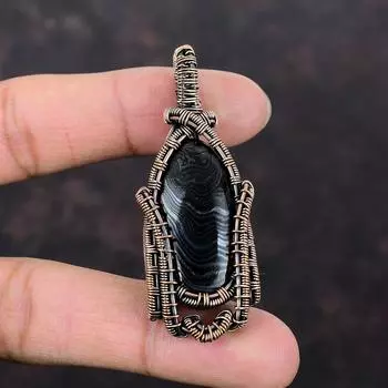 Подвеска Psilomelane, медная проволока, обернутая ювелирными изделиями, антикварная подвеска, кулон с драгоценным камнем, ювелирные изделия ручной работы, медная проволока, обернутая подвеска, подарок для женщин