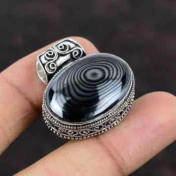 Подвеска Psilomelane Подвеска из натурального драгоценного камня Подвеска из стерлингового серебра 925 пробы Старинные ювелирные изделия Подвеска ручной работы Последний дизайн Подвеска Подарок для мамы