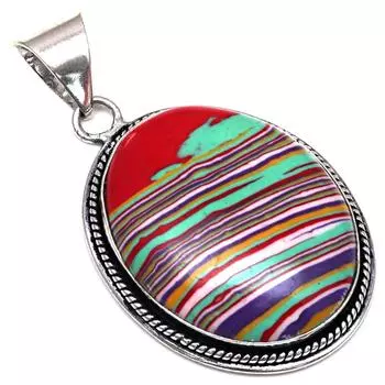 Подвеска Радужный Калсилика Драгоценный Камень Серебряное Украшение Ручной Работы 1.75