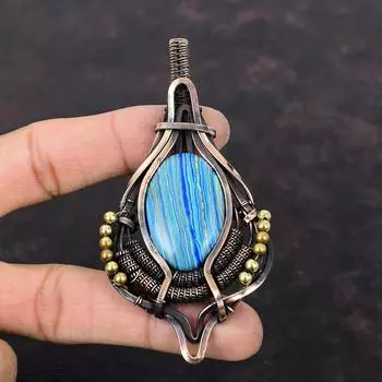 Подвеска Rainbow Calsilica, обернутая медной проволокой, подвеска Rainbow Calsilica Gemstone, ювелирные изделия ручной работы, обернутая медной проволокой, для подарка