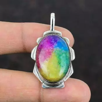Подвеска Rainbow Solar Quartz Druzy, подвеска ручной работы из стерлингового серебра 925 пробы, элегантные ювелирные изделия, замечательная подвеска из драгоценного камня, подарки на помолвку