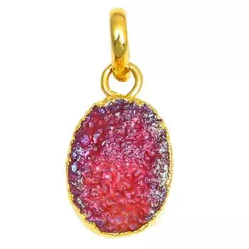 Подвеска Red Sunshine Drusy, серебряное украшение с позолотой 14 карат, 1,5 дюйма