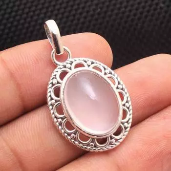 Кулон из розового кварца, серебряный кулон, кулон для рейки, кулон для исцеления кристаллами, серебряный кулон, украшения ручной работы из серебра 925 пробы розовый