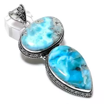 Подвеска Republic Larimar Gemstone Handmade из стерлингового серебра 925 пробы 3,35 дюйма h8W85