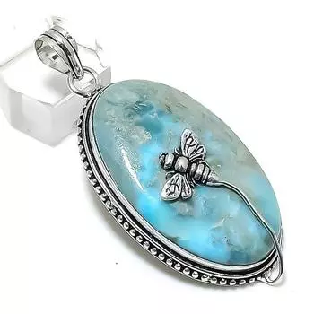 Подвеска Republic Larimar Gemstone Handmade из стерлингового серебра 925 пробы 2,44 дюйма I5n13